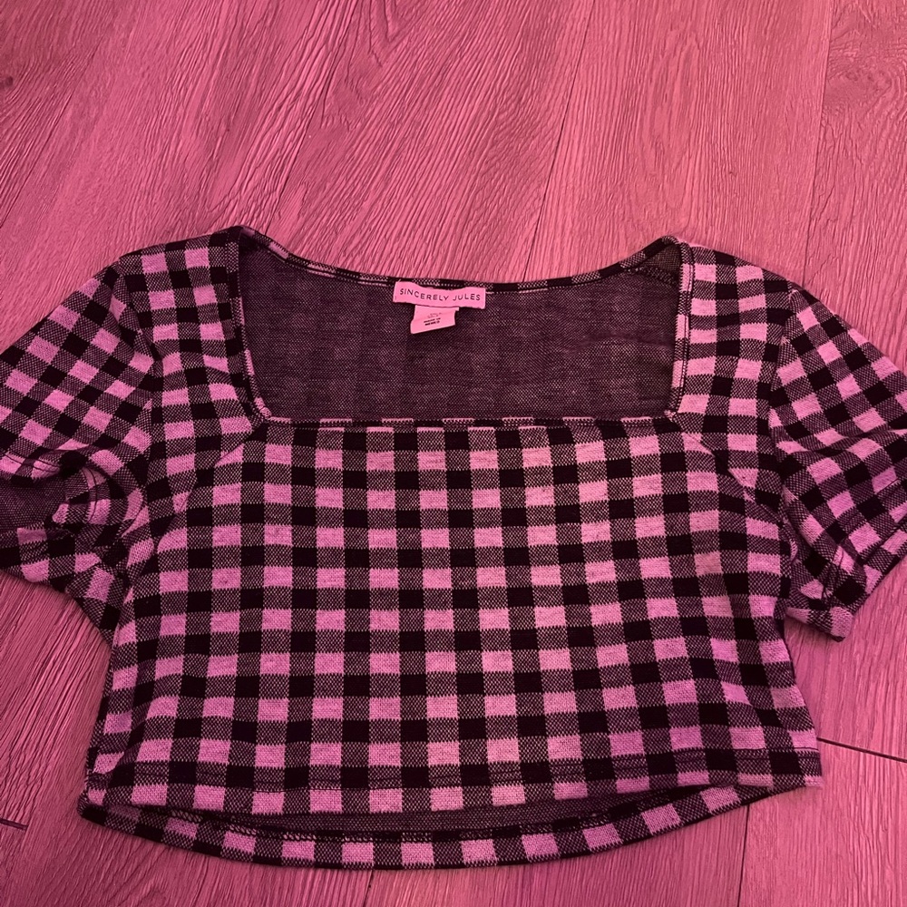 Black and white plaid crop top small